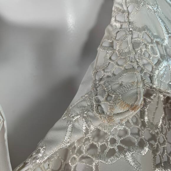 TOCCIN(NY) Size S Ivory Polyester Lace A-Line Belted Shirt Dress - Picture 6 of 10